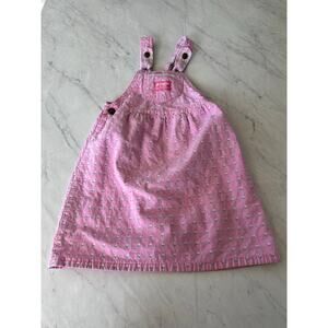 OshKosh B'Gosh Vintage Girls Dress Size 6x Floral Pink Stem Rose Jumper Y2K